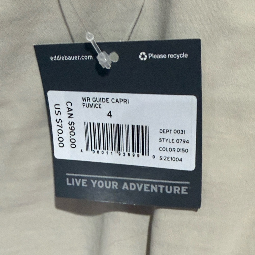 NWT Eddie Bauer Light Khaki Guide Capri Pants Size 4 - Picture 5 of 9